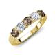 4 - Wenda 1.21 ctw (4.00 mm) Round Smoky Quartz & Natural Diamond Side Gallery 5 Stone Wedding Band 