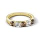 5 - Wenda 1.21 ctw (4.00 mm) Round Smoky Quartz & Natural Diamond Side Gallery 5 Stone Wedding Band 