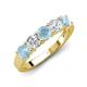 4 - Wenda 1.10 ctw (4.00 mm) Round Aquamarine & Natural Diamond Side Gallery 5 Stone Wedding Band 