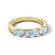 5 - Wenda 1.10 ctw (4.00 mm) Round Aquamarine & Natural Diamond Side Gallery 5 Stone Wedding Band 