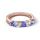 5 - Wenda 1.19 ctw (4.00 mm) Round Tanzanite & Natural Diamond Side Gallery 5 Stone Wedding Band 