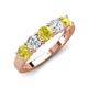 4 - Wenda 1.25 ctw (4.00 mm) Round Yellow Diamond & Natural Diamond Side Gallery 5 Stone Wedding Band 
