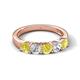 5 - Wenda 1.25 ctw (4.00 mm) Round Yellow Diamond & Natural Diamond Side Gallery 5 Stone Wedding Band 