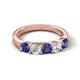 5 - Wenda 1.10 ctw (4.00 mm) Round Iolite & Natural Diamond Side Gallery 5 Stone Wedding Band 