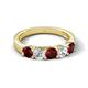 5 - Wenda 1.45 ctw (4.00 mm) Round Red Garnet & Lab Grown Diamond Side Gallery 5 Stone Wedding Band 