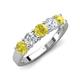 4 - Wenda 1.25 ctw (4.00 mm) Round Yellow Diamond & Lab Grown Diamond Side Gallery 5 Stone Wedding Band 