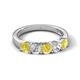 5 - Wenda 1.25 ctw (4.00 mm) Round Yellow Diamond & Lab Grown Diamond Side Gallery 5 Stone Wedding Band 
