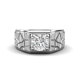 Jamar ct White Sapphire Nugget Solitaire Men Band ct White Sapphire Nugget Solitaire Prong Set Men Band K White Gold