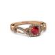 3 - Amy Desire 1.20 ctw Ruby Round (6.00 mm) & Natural Diamond Round (1.10 mm) Swirl Halo Engagement Ring 