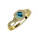 4 - Amy Desire 1.20 ctw London Blue Topaz Round (6.50 mm) & Natural Diamond Round (1.10 mm) Swirl Halo Engagement Ring 