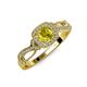 4 - Amy Desire 1.25 ctw Yellow Diamond Round (6.50 mm) & Natural Diamond Round (1.10 mm) Swirl Halo Engagement Ring 