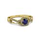 6 - Amy Desire 1.40 ctw Blue Sapphire Round (6.00 mm) & Natural Diamond Round (1.10 mm) Swirl Halo Engagement Ring 