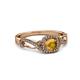 6 - Amy Desire 1.12 ctw Citrine Round (6.50 mm) & Natural Diamond Round (1.10 mm) Swirl Halo Engagement Ring 