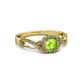 6 - Amy Desire 1.35 ctw Peridot Round (6.50 mm) & Natural Diamond Round (1.10 mm) Swirl Halo Engagement Ring 