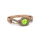 6 - Amy Desire 1.35 ctw Peridot Round (6.50 mm) & Natural Diamond Round (1.10 mm) Swirl Halo Engagement Ring 