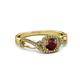 6 - Amy Desire 1.30 ctw Red Garnet Round (6.50 mm) & Natural Diamond Round (1.10 mm) Swirl Halo Engagement Ring 