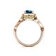 5 - Amy Desire 1.25 ctw Blue Diamond Round (6.50 mm) & Natural Diamond Round (1.10 mm) Swirl Halo Engagement Ring 