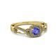 6 - Amy Desire 1.17 ctw Tanzanite Round (6.50 mm) & Natural Diamond Round (1.10 mm) Swirl Halo Engagement Ring 