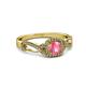 3 - Amy Desire 1.12 ctw Pink Tourmaline Round (6.50 mm) & Natural Diamond Round (1.10 mm) Swirl Halo Engagement Ring 