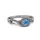 6 - Amy Desire 1.20 ctw Blue Topaz Round (6.50 mm) & Natural Diamond Round (1.10 mm) Swirl Halo Engagement Ring 