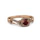 6 - Amy Desire 1.30 ctw Red Garnet Round (6.50 mm) & Natural Diamond Round (1.10 mm) Swirl Halo Engagement Ring 