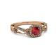 6 - Amy Desire 1.20 ctw Ruby Round (6.00 mm) & Natural Diamond Round (1.10 mm) Swirl Halo Engagement Ring 