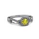 6 - Amy Desire 1.25 ctw Yellow Diamond Round (6.50 mm) & Natural Diamond Round (1.10 mm) Swirl Halo Engagement Ring 