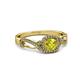 6 - Amy Desire 1.25 ctw Yellow Diamond Round (6.50 mm) & Natural Diamond Round (1.10 mm) Swirl Halo Engagement Ring 