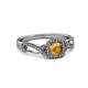 6 - Amy Desire 1.12 ctw Citrine Round (6.50 mm) & Natural Diamond Round (1.10 mm) Swirl Halo Engagement Ring 