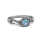 3 - Amy Desire 1.12 ctw Aquamarine Round (6.50 mm) & Natural Diamond Round (1.10 mm) Swirl Halo Engagement Ring 