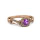3 - Amy Desire 1.12 ctw Amethyst Round (6.50 mm) & Natural Diamond Round (1.10 mm) Swirl Halo Engagement Ring 