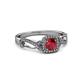 6 - Amy Desire 1.20 ctw Ruby Round (6.00 mm) & Natural Diamond Round (1.10 mm) Swirl Halo Engagement Ring 