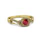 6 - Amy Desire 1.20 ctw Ruby Round (6.00 mm) & Natural Diamond Round (1.10 mm) Swirl Halo Engagement Ring 