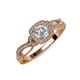 4 - Amy Desire 1.25 ctw IGI Certified Lab Grown Diamond Round (6.50 mm) & Natural Diamond Round (1.10 mm) Swirl Halo Engagement Ring 