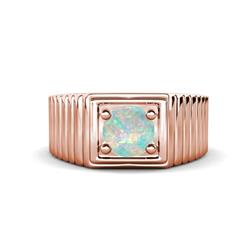 Angelo ct Opal Ribbed Shank Solitaire Men Band ct Opal Ribbed Shank Solitaire Prong Set Men Band K Rose Gold