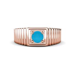 Angelo ct Turquoise Ribbed Shank Solitaire Men Band ct Turquoise Ribbed Shank Solitaire Prong Set Men Band K Rose Gold