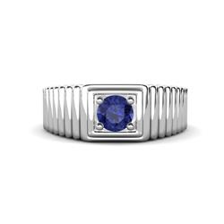 Angelo ct Iolite Ribbed Shank Solitaire Men Band ct Iolite Ribbed Shank Solitaire Prong Set Men Band Sterling Silver
