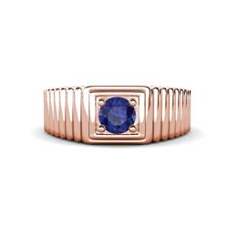 Angelo ct Iolite Ribbed Shank Solitaire Men Band ct Iolite Ribbed Shank Solitaire Prong Set Men Band K Rose Gold