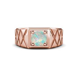 Jabari ct Opal Criss Cross Design Shank Solitaire Men Band ct Opal Criss Cross Design Shank Solitaire Prong Set Men Band K Rose Gold