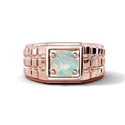 Kellan ct Opal Geometric Square Side Design Solitaire Men Band ct Opal Geometric Square Side Design Solitaire Prong Set Men Band K Rose Gold