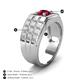 3 - Kellan 0.95 ct (6.00 mm) Ruby Geometric Square Side Design Solitaire Men Band 