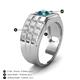 3 - Kellan 0.80 ct (6.00 mm) Blue Diamond Geometric Square Side Design Solitaire Men Band 