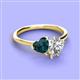 3 - Sasha IGI Certified Pear Shape Lab Grown Diamond & Heart Shape London Blue Topaz 2 Stone Duo Ring 