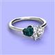 3 - Sasha IGI Certified Pear Shape Lab Grown Diamond & Heart Shape London Blue Topaz 2 Stone Duo Ring 