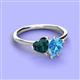 3 - Sasha Heart Shape London Blue Topaz & Pear Shape Blue Topaz 2 Stone Duo Ring 