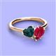 3 - Sasha Heart Shape London Blue Topaz & Pear Shape Lab Created Ruby 2 Stone Duo Ring 