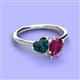 3 - Sasha Heart Shape London Blue Topaz & Pear Shape Rhodolite Garnet 2 Stone Duo Ring 