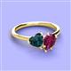 3 - Sasha Heart Shape London Blue Topaz & Pear Shape Rhodolite Garnet 2 Stone Duo Ring 