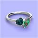 3 - Sasha Heart Shape London Blue Topaz & Pear Shape Lab Created Alexandrite 2 Stone Duo Ring 