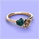 3 - Sasha Heart Shape London Blue Topaz & Pear Shape Smoky Quartz 2 Stone Duo Ring 